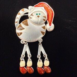 Vintage Tanya’s Creations Christmas Cat Pin